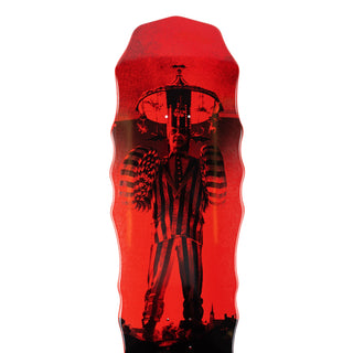 Welcome Skateboards x Beetlejuice red Widow deck, 10" x 31", part of the official collaboration.