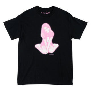 Welcome Skateboards x Britney Spears Flower Tee, black, pink and white photo print, flower logo, lyrics.