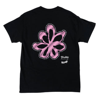 Welcome Skateboards x Britney Spears Flower Tee, black, pink and white photo print, flower logo, lyrics.