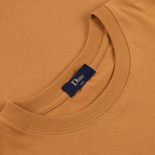 Almond tee with small embroidered logo, pre-shrunk cotton.