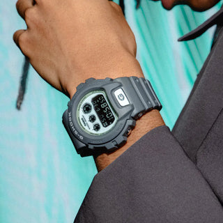 G-SHOCK DW6900HD-8 watch, dark gray with luminescent parts, LED Super Illuminator, resin band.