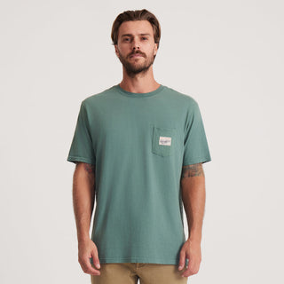 Roark Expedition Pocket Tee in Tundra, short-sleeve, 100% cotton, designed for comfort and adventure.