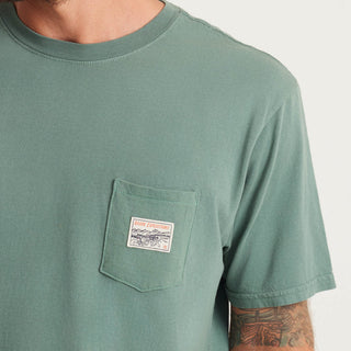 Roark Expedition Pocket Tee in Tundra, short-sleeve, 100% cotton, designed for comfort and adventure.