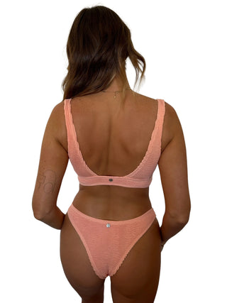 Lokal Kiera Swim Top - Nectar, adjustable straps, ring detailing, ribbed material.