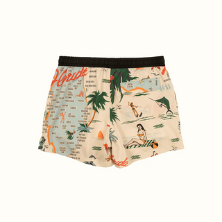 Duvin Florida Swim Short in Antique, wide-leg relaxed fit, elastic waistband.