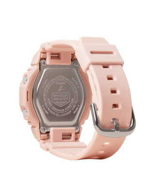 G-SHOCK watch with sunset-inspired color dial, stainless steel, and bio-resin band.