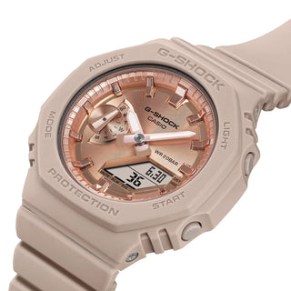 G-SHOCK GMA-S2100MD-4A watch with a minimalist pink gold dial and durable resin band.