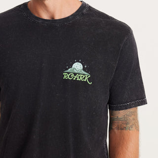 Roark Go North Premium Tee with Northern Lights graphic, premium cotton, adventure-inspired design.