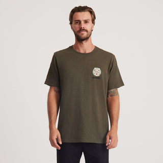 Roark Helkatts Organic Tee in Military, short-sleeve, 100% organic cotton, eco-friendly comfort.