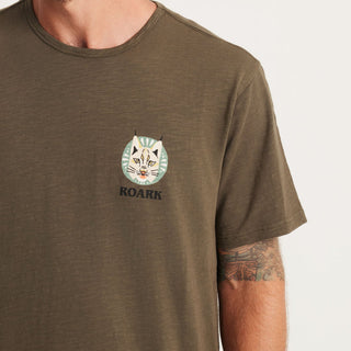 Roark Helkatts Organic Tee in Military, short-sleeve, 100% organic cotton, eco-friendly comfort.