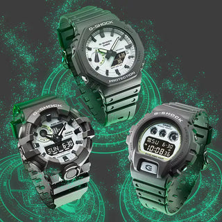 G-SHOCK DW6900HD-8 watch, dark gray with luminescent parts, LED Super Illuminator, resin band.