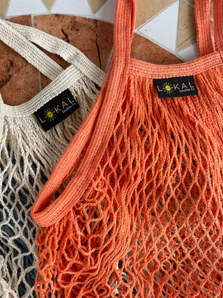 Lokal Cotton Mesh Bag - Coral, eco-friendly, durable, versatile for shopping or beach.