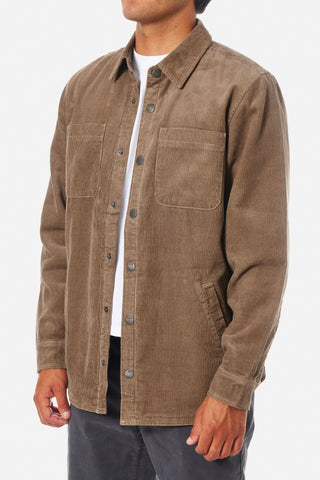 Katin Harold Corduroy Jacket in Gray Rock with 100% cotton corduroy and polyester fleece liner.