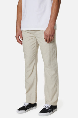 Katin Isaiah Local Pant in Light Gray, cotton-linen blend, elastic waistband, side and back pockets.