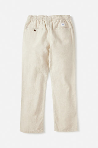 Katin Isaiah Local Pant in Light Gray, cotton-linen blend, elastic waistband, side and back pockets.