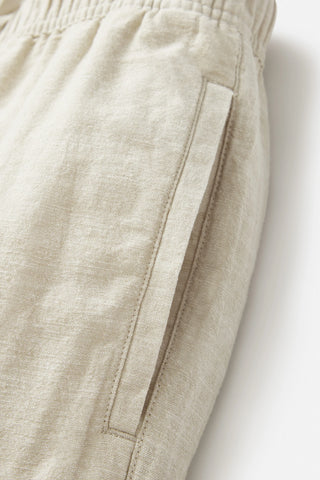 Katin Isaiah Local Pant in Light Gray, cotton-linen blend, elastic waistband, side and back pockets.