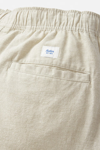 Katin Isaiah Local Pant in Light Gray, cotton-linen blend, elastic waistband, side and back pockets.