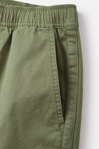 Katin Patio Short in Clover, 98% cotton, 2% spandex, elastic waistband, front slash pockets.