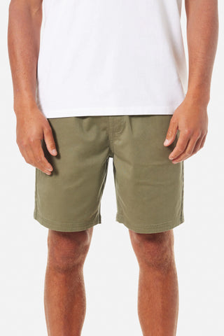 Katin Patio Short in Clover, 98% cotton, 2% spandex, elastic waistband, front slash pockets.