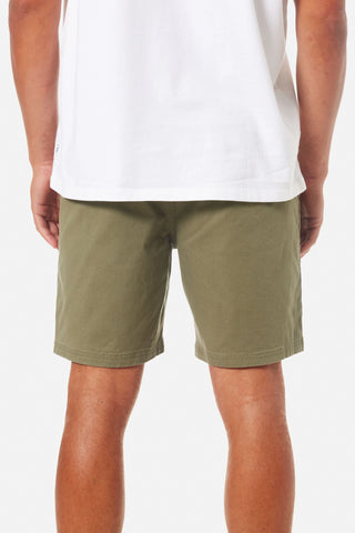 Katin Patio Short in Clover, 98% cotton, 2% spandex, elastic waistband, front slash pockets.