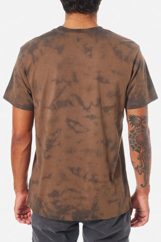 Katin Sunflower Emb Tee in Gravel Tie Dye with peace-inspired embroidery.