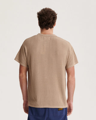 Critical Slide Society Intro Knit Shirt in Putty, 100% cotton with coconut buttons and a slightly oversized fit.