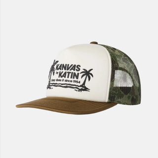 Katin Convenience Foam Trucker Hat in Camo with custom Katin artwork.