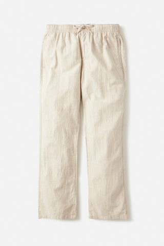 Katin Isaiah Local Pant in Light Gray, cotton-linen blend, elastic waistband, side and back pockets.