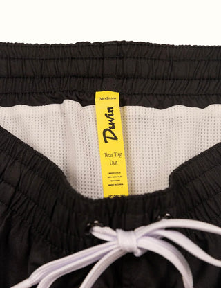 Duvin Marlin Tanning Swim Shorts in Black, quick-dry, relaxed waistband.