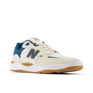 New Balance Numeric Tiago Lemos 1010 Shoes in Linen/Deep Sea, suede and mesh upper, FuelCell foam cushioning.