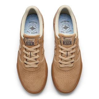 New Balance Numeric x Museum 272 Shoes in Wheat/Brown with tear-off panels.