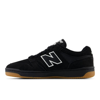 New Balance Numeric 480 Shoes in Black/White with durable leather upper