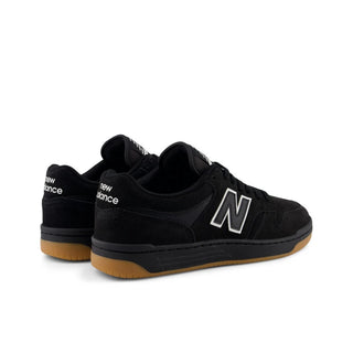 New Balance Numeric 480 Shoes in Black/White with durable leather upper