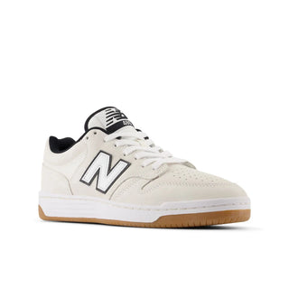 New Balance Numeric 480 Shoes in White/Black with durable leather upper