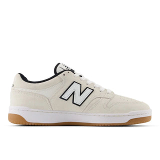 New Balance Numeric 480 Shoes in White/Black with durable leather upper