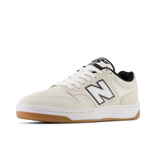 New Balance Numeric 480 Shoes in White/Black with durable leather upper