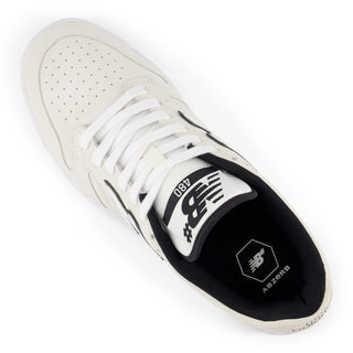 New Balance Numeric 480 Shoes in White/Black with durable leather upper