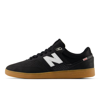 New Balance Numeric Brandon Westgate 508 Shoes in Black/Gum with rubber cup outsole, reflective detailing, and lightweight suede and mesh upper.