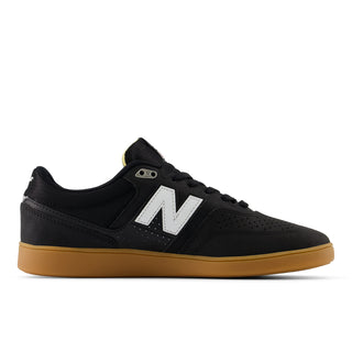 New Balance Numeric Brandon Westgate 508 Shoes in Black/Gum with rubber cup outsole, reflective detailing, and lightweight suede and mesh upper.