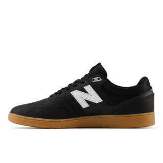 New Balance Numeric Brandon Westgate 508 Shoes in Black/Gum with rubber cup outsole, reflective detailing, and lightweight suede and mesh upper.