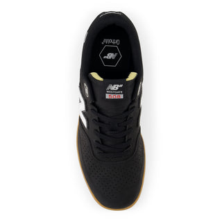 New Balance Numeric Brandon Westgate 508 Shoes in Black/Gum with rubber cup outsole, reflective detailing, and lightweight suede and mesh upper.