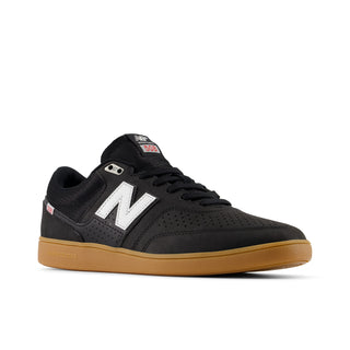 New Balance Numeric Brandon Westgate 508 Shoes in Black/Gum with rubber cup outsole, reflective detailing, and lightweight suede and mesh upper.