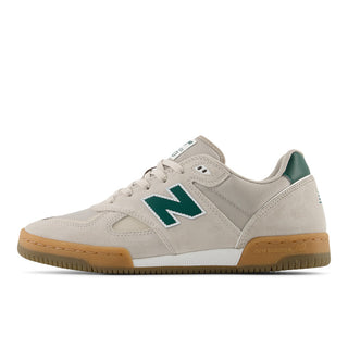 New Balance Numeric Tom Knox 600 Shoes in Timberwolf/Forest Green, suede, leather, and mesh upper with FuelCell foam.