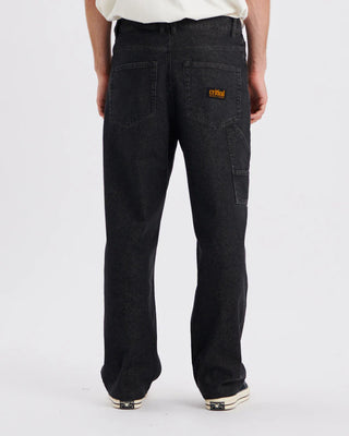 Black denim carpenter-style pant with straight leg and full-length fit.