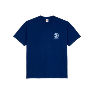 Polar Skate Co. Don't Play Tee in Deep Royal Blue with Pontus Alv's artwork.