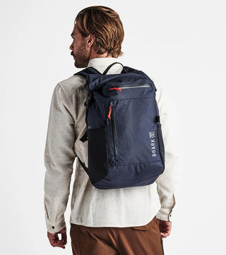 Roark Passenger 27L 2.0 Bag - Blue with magnetic roll top.