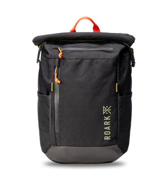 Roark Passenger 27L 2.0 Bag - Black with magnetic roll top.