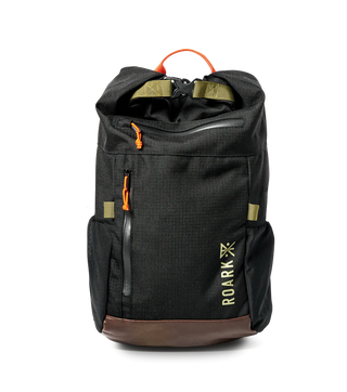 Roark Passenger 27L 2.0 Bag - Black with magnetic roll top.