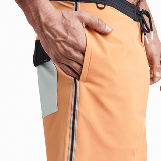 Roark Revival 17" Chiller Mixtape Boardshorts Orange with zipper pockets