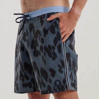 Roark Chiller 17" Mixtape Boardshorts in Sea Leopard Orion with eco-friendly fabric and 4-way stretch.